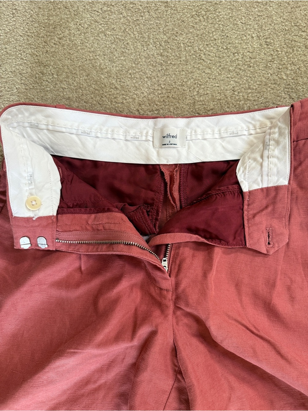 Aritzia Wilfred High-Waist Rose Linen Tailored 5in Shorts Sz 2 - Picture 2 of 5